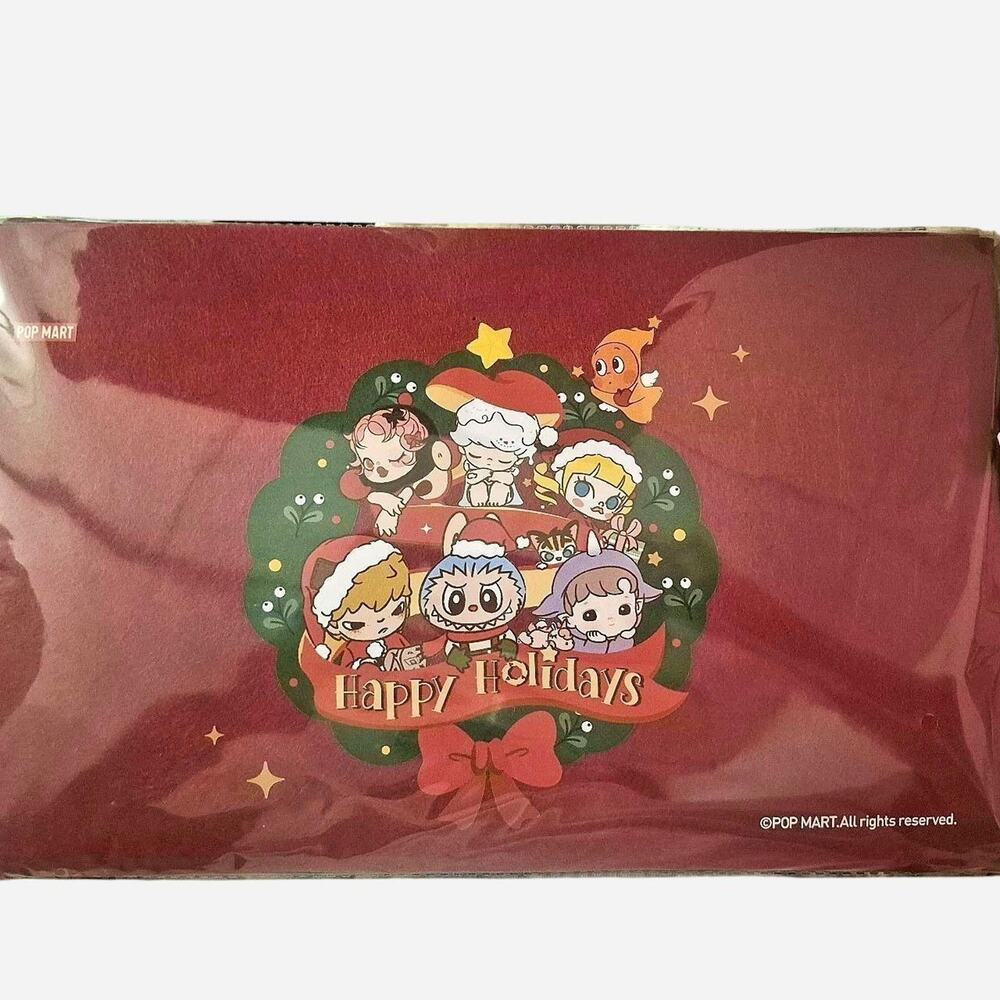 2025 pop mart happy holidays felt storage bag